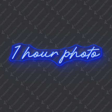 Blue 1 Hour Photo Neon Sign