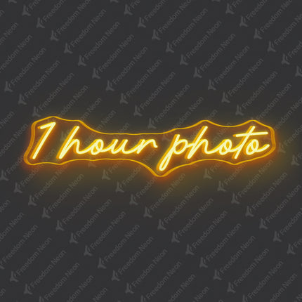 Gold Yellow 1 Hour Photo Neon Sign