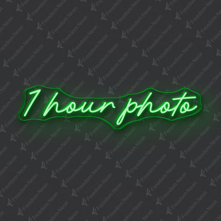 Green 1 Hour Photo Neon Sign