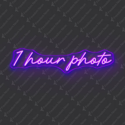 Purple 1 Hour Photo Neon Sign