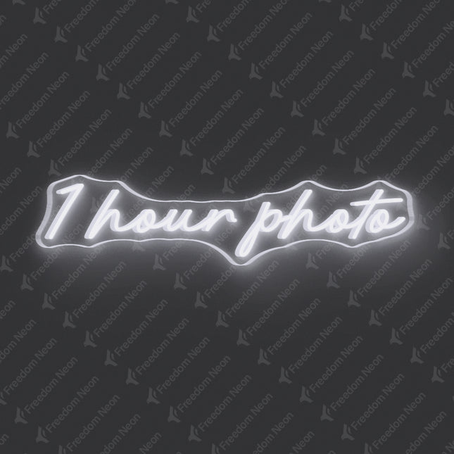 White 1 Hour Photo Neon Sign