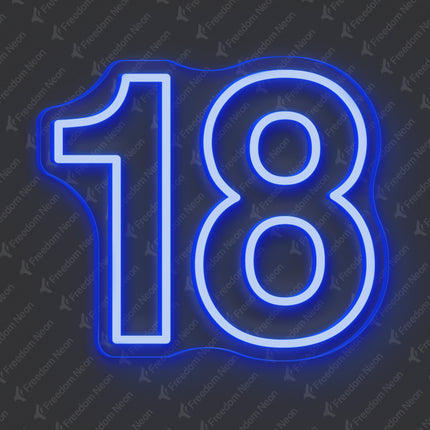 Blue 18th Birthday Neon Sign