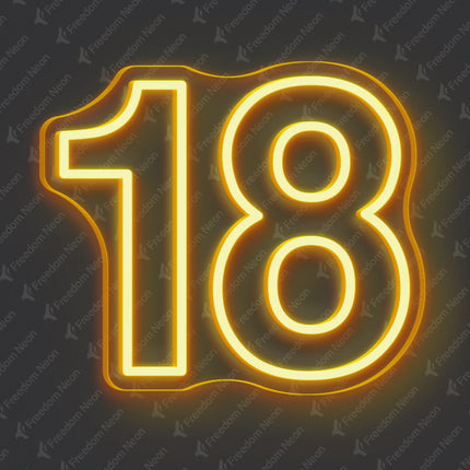 Gold Yellow 18th Birthday Neon Sign