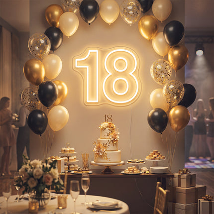 Warm White 18th Birthday Neon Sign