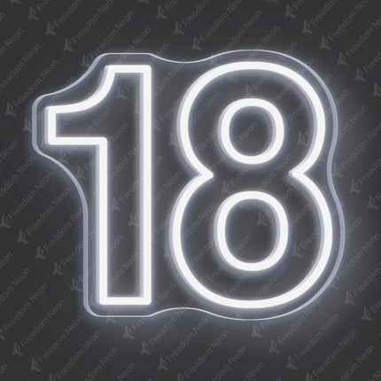 White 18th Birthday Neon Sign