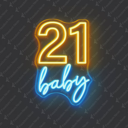 Gold Yellow 21 Baby Neon Sign