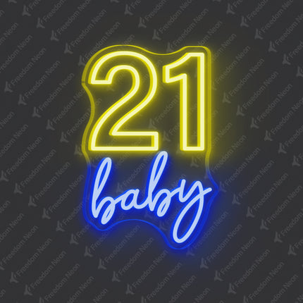 Lemon Yellow 21 Baby Neon Sign