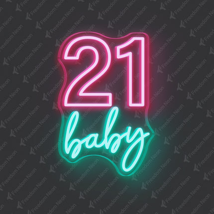 Light Pink 21 Baby Neon Sign