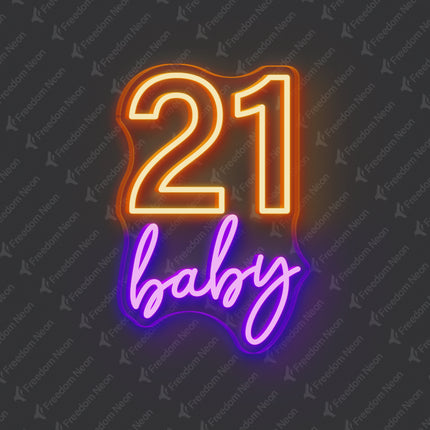 Orange 21 Baby Neon Sign
