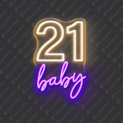 Warm White 21 Baby Neon Sign