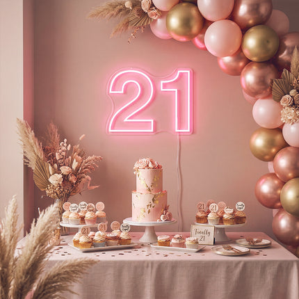 Light Pink 21st Birthday Neon Sign
