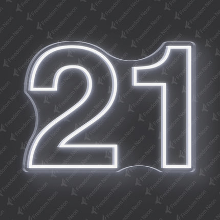 White 21st Birthday Neon Sign