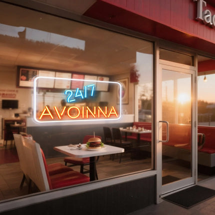 24/7 & Golden Yellow Avoinna Neon Sign