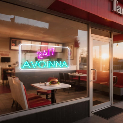 24/7 & Mint Avoinna Neon Sign