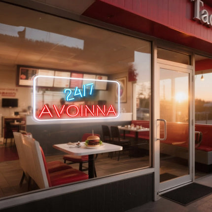 24/7 & Red Avoinna Neon Sign