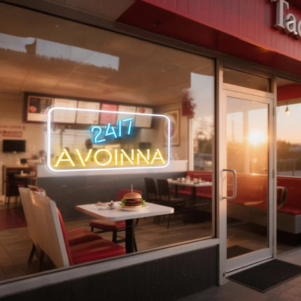 24/7 & Warm White Avoinna Neon Sign