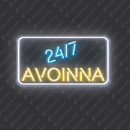 24/7 & Warm White Avoinna Neon Sign
