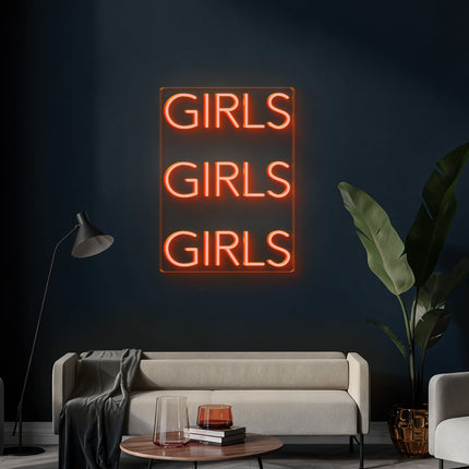 Golden Yellow 3 Girls Neon Sign