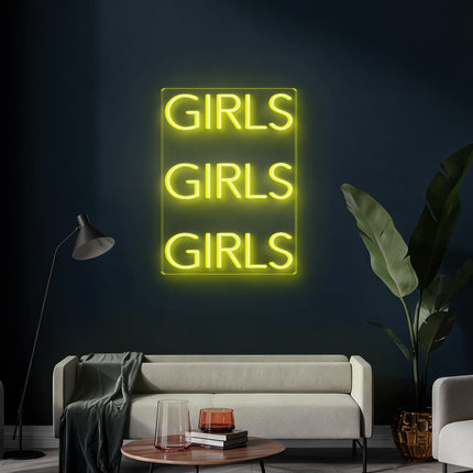 Lemon Yellow 3 Girls Neon Sign