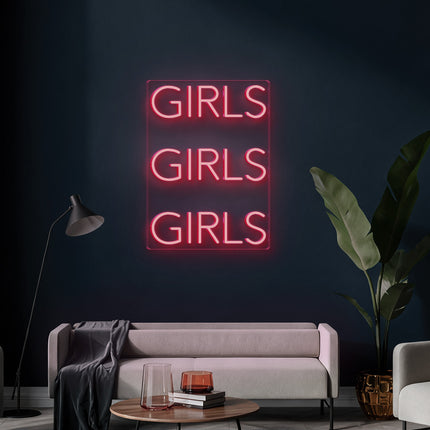 Light Pink 3 Girls Neon Sign