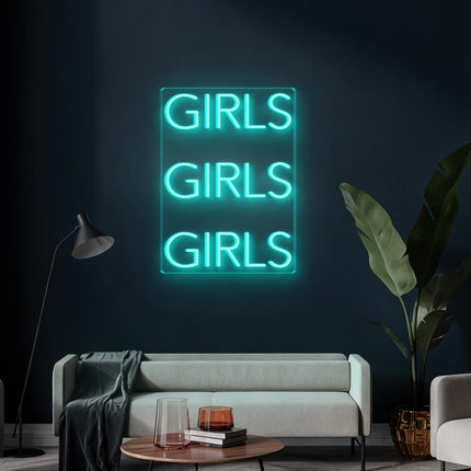 Mint Green 3 Girls Neon Sign