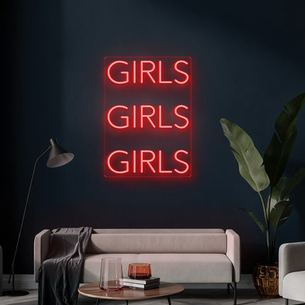 Red 3 Girls Neon Sign