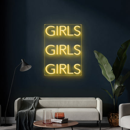 Warm White 3 Girls Neon Sign