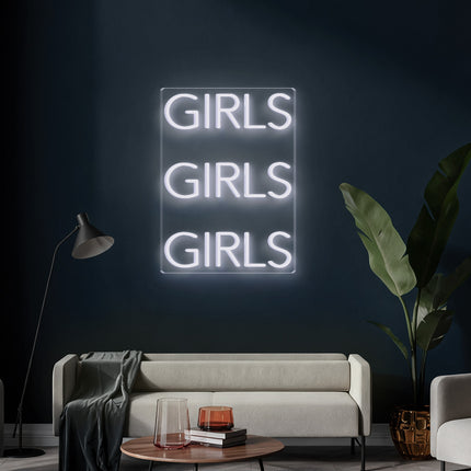 White 3 Girls Neon Sign