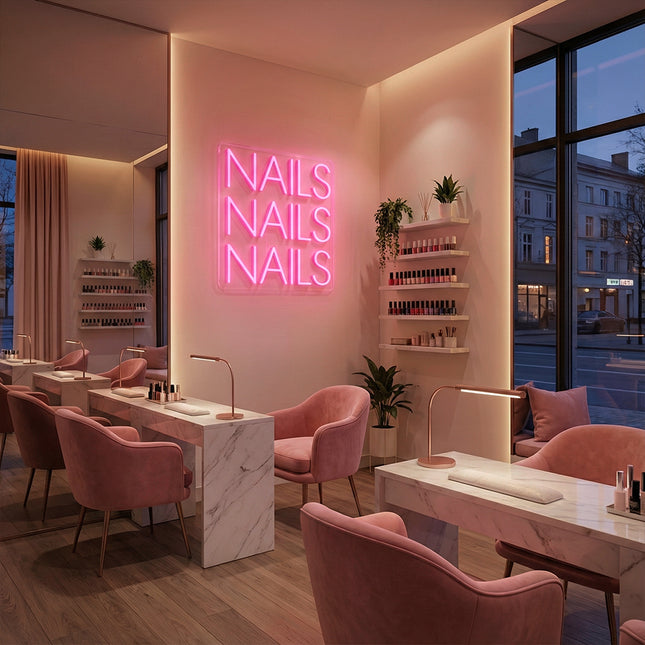 Light Pink 3 NAILS Neon Sign