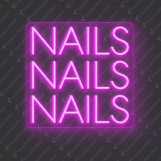 Pink 3 NAILS Neon Sign
