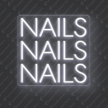 White 3 NAILS Neon Sign