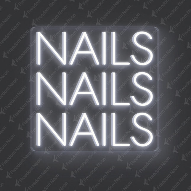 White 3 NAILS Neon Sign