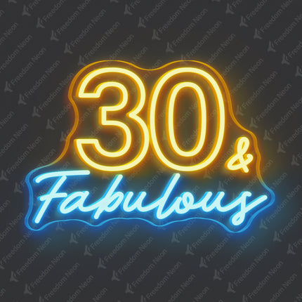 Gold Yellow 30 & Fabulous Neon Sign