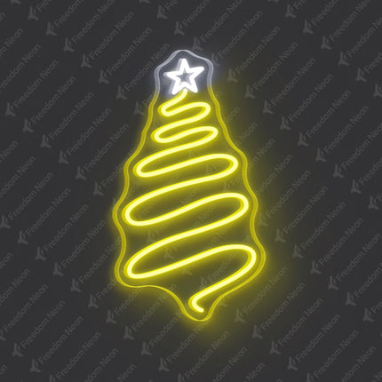 christmas-tree-with-star-neon-sign-lemon-yellow