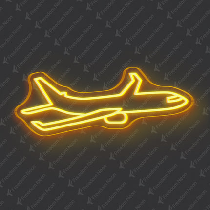 Gold Yellow Airplane Neon Sign