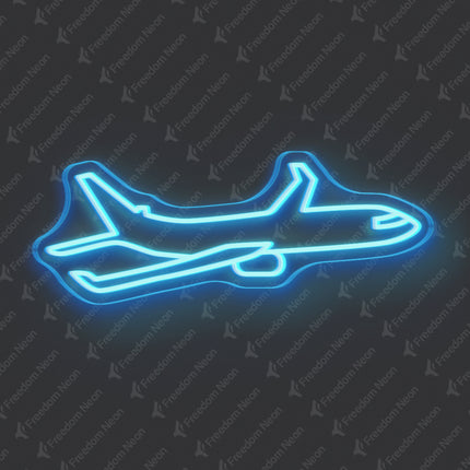 Ice Blue Airplane Neon Sign