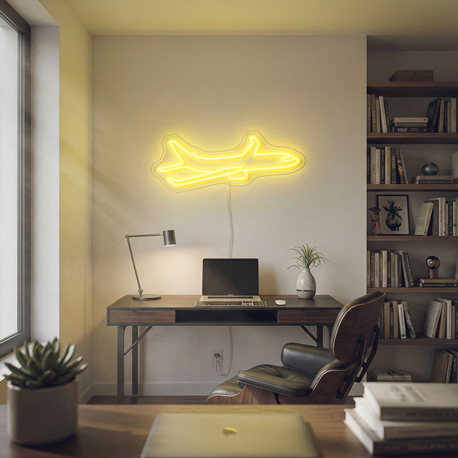 Lemon Yellow Airplane Neon Sign