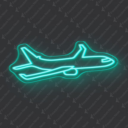 Mint Green Airplane Neon Sign