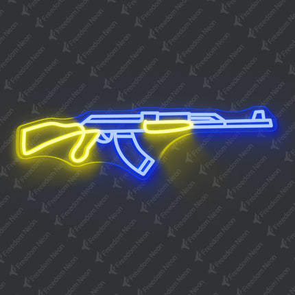 Blue AK-47 Rifle Neon Sign