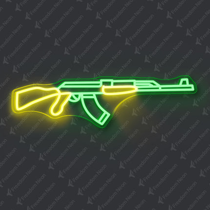 Green AK-47 Rifle Neon Sign