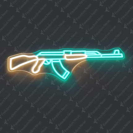 Mint Green AK-47 Rifle Neon Sign
