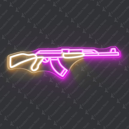 Pink AK-47 Rifle Neon Sign