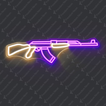 Purple AK-47 Rifle Neon Sign