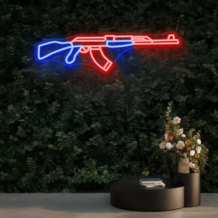 Red AK-47 Rifle Neon Sign