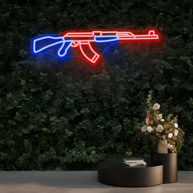 Red AK-47 Rifle Neon Sign
