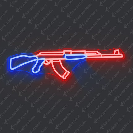 Red AK-47 Rifle Neon Sign