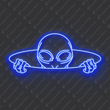 Blue Alien Head Neon Sign