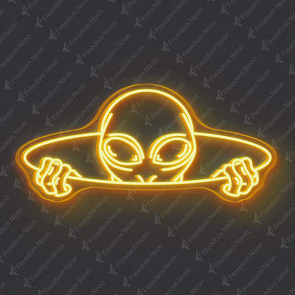 Gold Yellow Alien Head Neon Sign