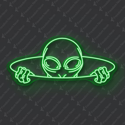 Green Alien Head Neon Sign