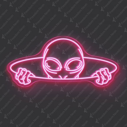 Light Pink Alien Head Neon Sign